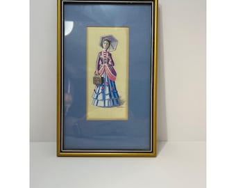 Vintage Mrs Albee Avon gewebtes Seidenbild J & J Cash Ltd eingerahmt Loom Art Textile