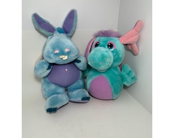VTG 1984 Disney Wuzzles Plüsch Lot Moosel & Hoppopotamus Hasbro Softies
