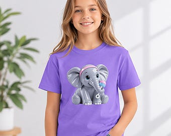 Imágenes prediseñadas de elefantes para niña, lindo arte de pared para cuarto infantil, elefante con lazo rosa PNG, ilustración para baby shower, decoración infantil en tonos pastel, diseño de impresión digital