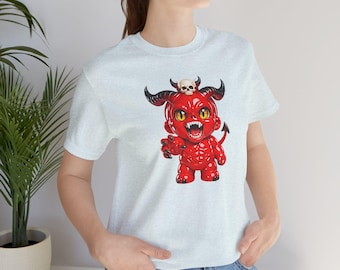 Camiseta con un lindo personaje de demonio rojo | Camiseta con ilustración de monstruo diabólico