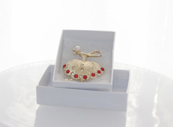 Vintage Ballerina Brooch, Vintage Rhinestone Balle