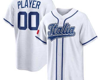 Man's Italy WBC Baseball Jersey White All Stitched Customized Fan Shirt
