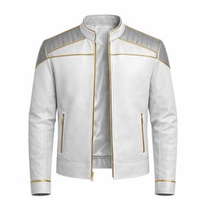 Op Captain Picard geïnspireerd wit suèdeleren jack heren | Star Trek TNG-cosplayjas | Futuristisch minimalistisch scifi-jack | Handgemaakt cadeau