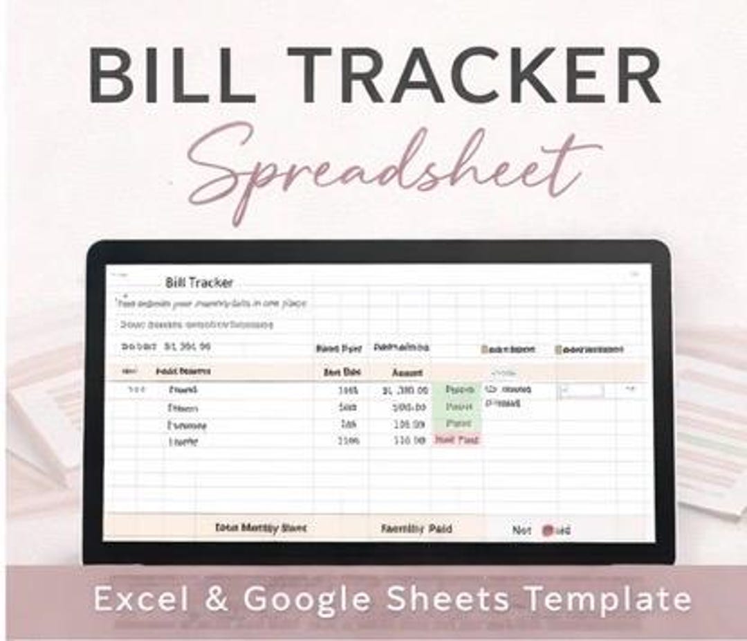 Monthly Bill Tracker Spreadsheet | Organizer Template (excel, Google ...