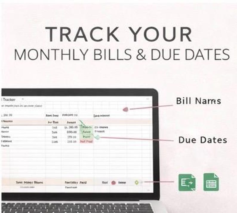 Monthly Bill Tracker Spreadsheet | Organizer Template (excel, Google ...
