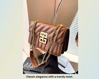 Quilted Chain Crossbody Bag | Brown Shoulder Purse | Wine Red Handbag | Trendy Soft Life Purse for Women