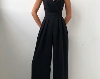 Spaghetti Strap Wide Leg Jumpsuit | Elegant Sleeveless Palazzo Outfit