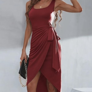 bardot asymmetrical dress Siedres Nuina Open-Back Ruched Midi Semi Sheer Mesh Dress main image 0