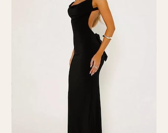 Backless Maxi Dress | Sexy Vacation Dress | Open Back Summer Dress | Beach Vacation Outfit | Girls Trip Dress | Elegant Black Maxi