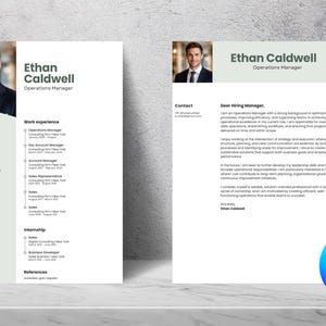 Modern Minimalist Resume Template Canva | ATS Friendly Cover Letter - Etsy