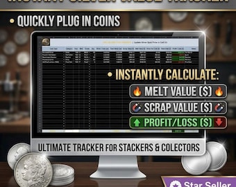 Silver Coin Value Tracker Spreadsheet (Excel, Google Sheets)