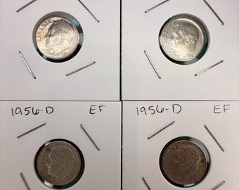 1956-D Roosevelt Dime – 90% Silver – Grandpa Graded (UNC / EF / VF Available)