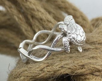 Sea Turtle Ring, Infinity Turtle Ring, Nautical Jewelry, Sea Turtle Jewelry, Silver Sea Turtle, Silver Turtle Ring,  Summer