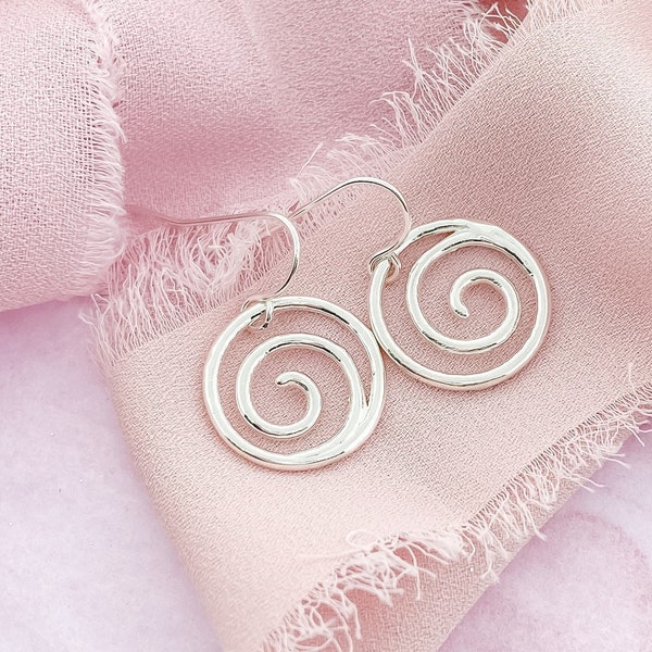 Small Silver Spiral Earrings, Sterling Silver Earrings