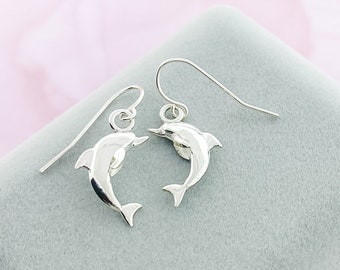 Silver online dolphin earrings
