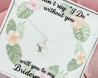 Beach Bridesmaid Necklace Gift, Wedding Favor Jewelry, Bridesmaid Proposal Gift Box