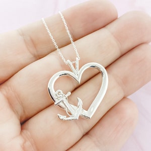 Anchor Necklace, Anchor Pendant, Love Anchors the Soul, Anchor Heart Pendant, Anchor Jewelry, Nautical Jewelry,  Summer