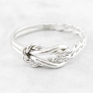 Bague de promesse pour elle, bague de nœud d’infini, bague de pureté pour elle, bague d’infini, bague de nœud d’amour, bague de nœud d’argent