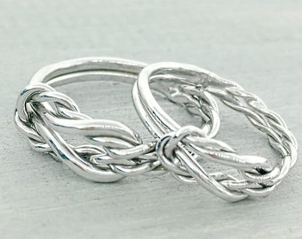 Infinity Knot Ring, Wedding Band Set, Infinity Knot Wedding Band Set, His and Hers Ring,