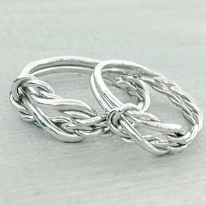 Infinity Knot Ring, Wedding Band Set, Infinity Knot Wedding Band Set, His and Hers Ring,