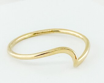 Yellow Gold Filled Ring, Gold Color Ring, Stackable Ring, Thumb Ring, Handmade Ring,  Minimalist Ring, Ocean Wave Ring