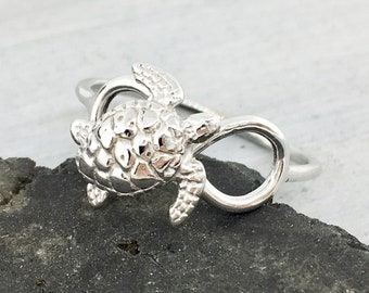 Sea Turtle Ring, Infinity Turtle Ring , Nautical Jewelry, Sea Turtle Jewelry, Silver Sea Turtle, Silver Turtle,  Summer