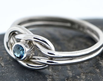 December Birthstone Ring, Knot Promise Ring, Friendship Ring, Infinity Knot Birthstone, Blue Birthstone Ring,