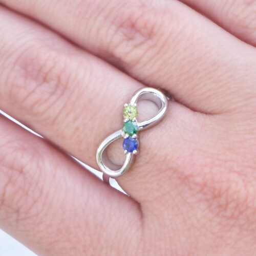 Three stone birthstone ring best sale