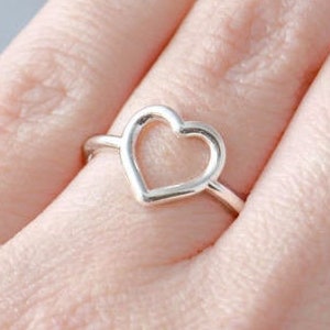 Open Heart Ring, Sterling Silver Heart Ring, Promise Ring, Heart Jewelry, Love Jewelry,