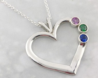 Family Birthstone Necklace for Mom, Birthstone Jewelry for Mom, Heart Birthstone Necklace, Family Jewelry, Gift For Mom