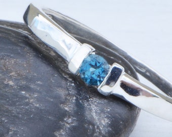 London Blue Topaz Ring, Birthstone Ring, Blue Topaz Jewelry, Blue Gemstone, December Birthstone Ring, Birthstone Band, Gift For Her