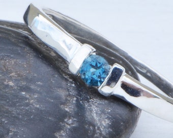 December Birthstone Ring made of Sterling Silver and Blue Topaz