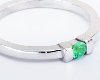 Emerald Birthstone Ring for Women, Silver Promise Ring for Her, May Birthstone Ring, May Birthstone Jewelry