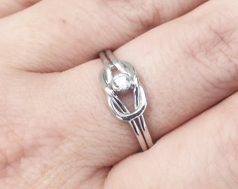 April Birthstone Ring, Sterling Silver Purity Ring, Promise Ring for Her, Infinity Knot Ring, Birthstone For April Birthday