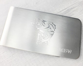 Fish Money Clip Etsy - bass fish money clip gift for dad personalized money clip engraved money clip groomsmen gift gift for dad gift for him