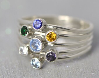 Birthstone Ring, Mother's Ring, Family Ring, Birthstone Jewelry, Grandmother's Ring, Colored Gemstones, Multi Stone Ring