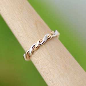 Two Toned Ring, Flattened Twisted Ring, Stacker Ring, Thumb Ring, Gold Filled Stackable Ring, Twisty 4