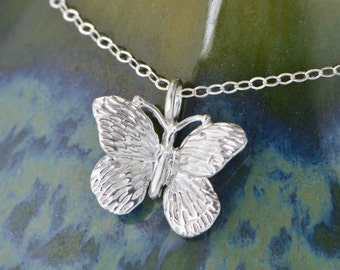 Sterling Silver Butterfly Necklace, Butterfly Pendant, Butterfly Jewelry, Silver Butterfly Necklace,  Gift for Mom