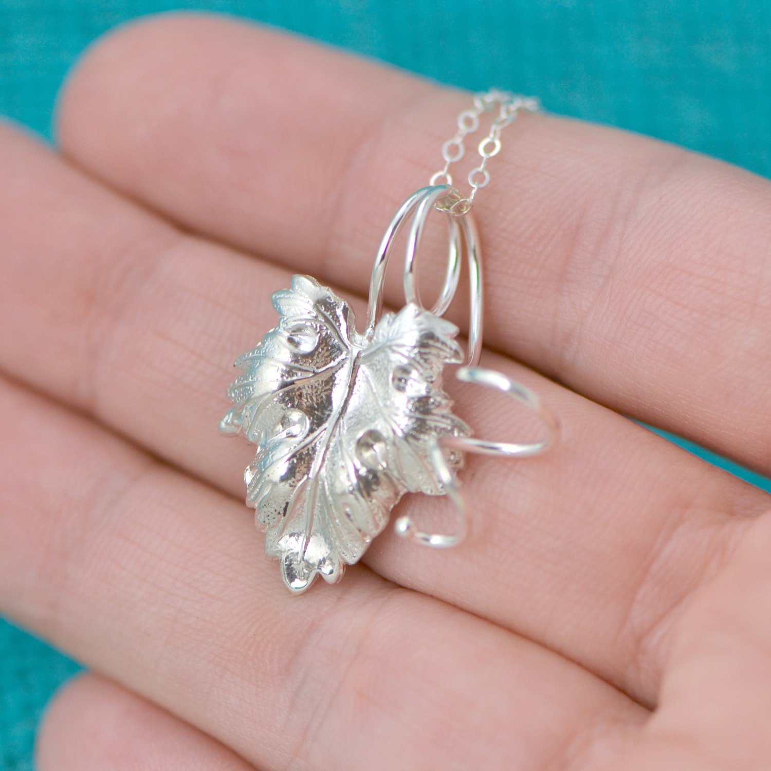 Leaf Necklace Nature Jewelry Silver Leaf Necklace Leaf Etsy
