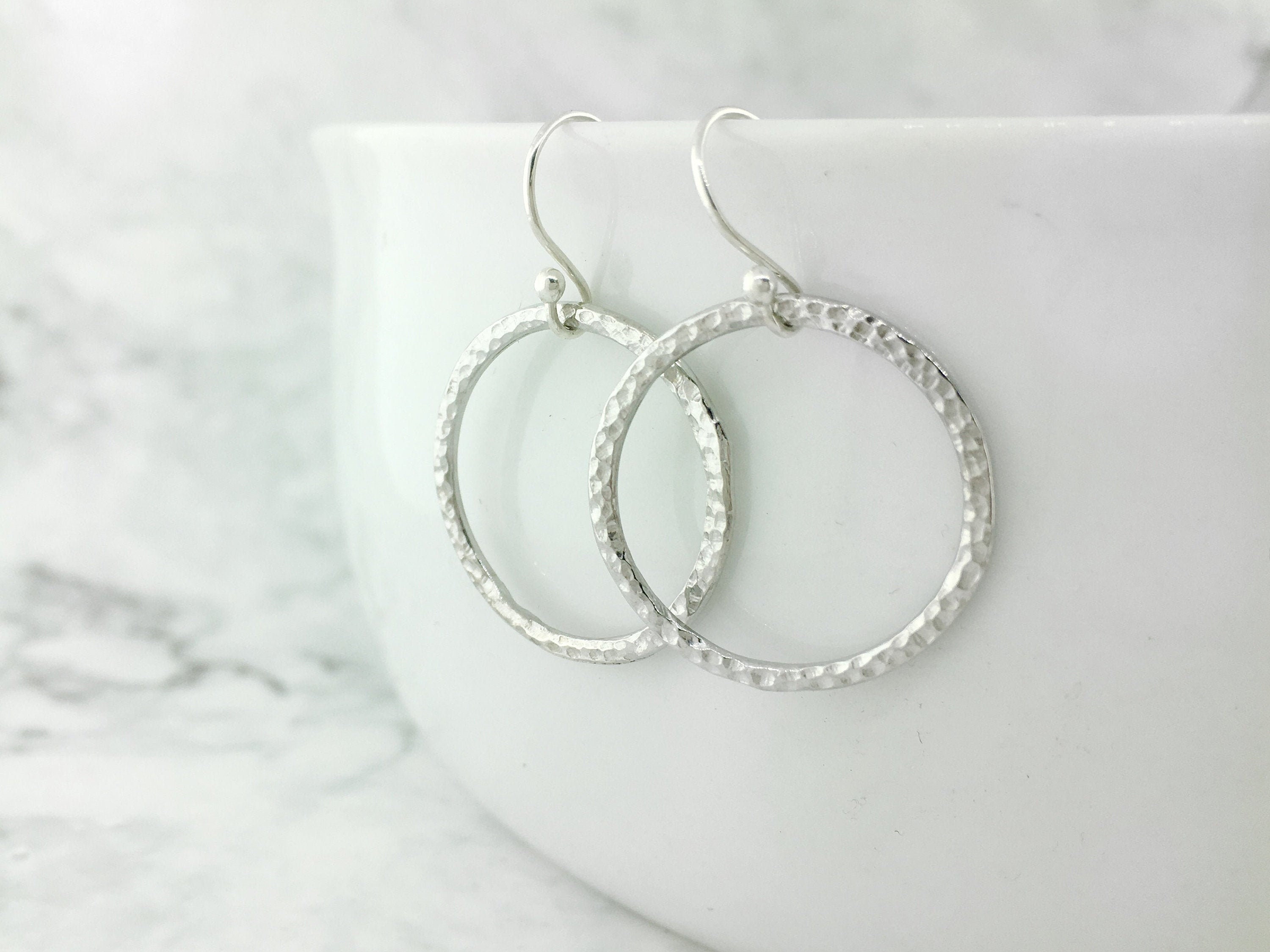 Sterling Silver Round Earrings Dangle Earrings Silver Etsy