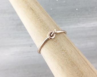 Tight Love Knot Ring, Rose Gold Love Knot Jewelry, Rose Gold Filled Knot Ring, Friendship Ring, Purity Ring, Dainty Promise Ring For Her