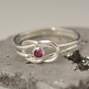 Sterling Silver January Birthstone Ring for Her, Garnet Promise Ring For Her, Infinity Knot Ring image 3