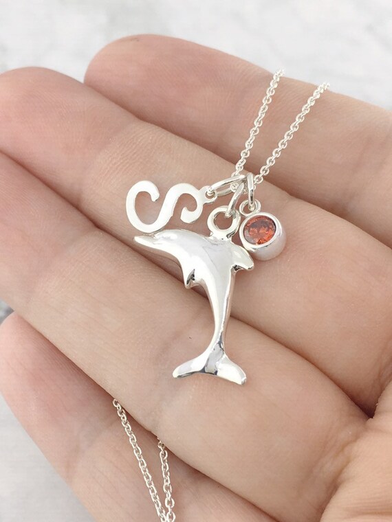 dolphin birthstone necklace