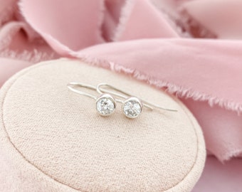 April Birthstone Earrings, Sterling Silver Earring, Minimalistic Jewelry