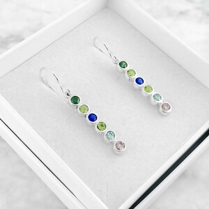 Family Birthstone Earrings made of Sterling Silver on a Silver French Hook