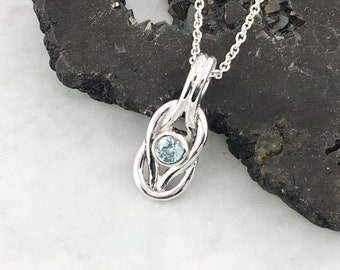 March Birthstone Jewelry for Her, Graduation  Birthstone Bridesmaid Gift, Blue Gemstone Pendant, 500