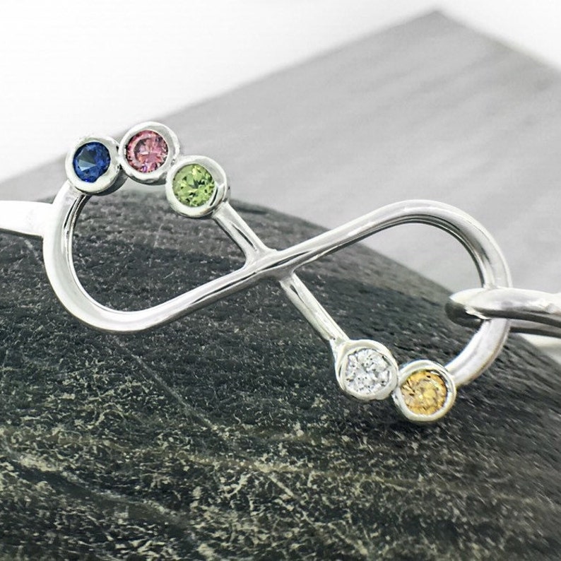 Mothers Day Gift, Infinity Bangle Bracelet, Infinity Birthstone Bracelet, Mothers Bracelet, Gift For Mom, Mothers Jewelry image 4