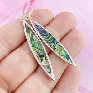 Sterling Silver Marquise Shaped Earring with Abalone