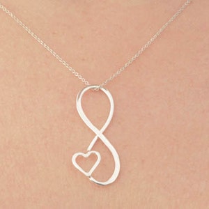 Infinity Necklace for Her, Infinity Jewelry for Women, Heart Jewelry, Infinity Necklace, Heart Pendant Necklace, 104 image 4