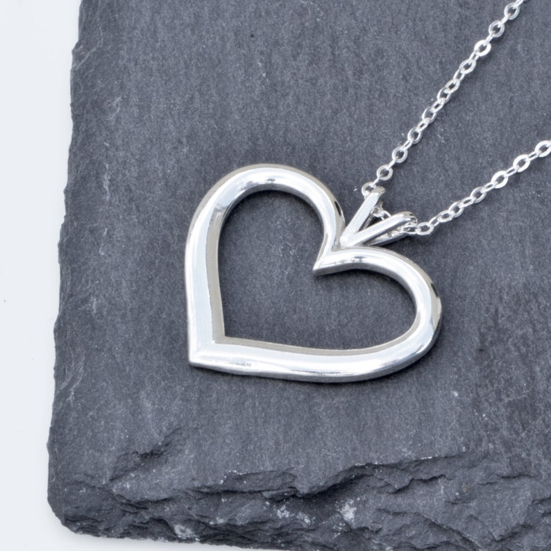 Sterling Silver Heart Pendant, Heart Necklace, Silver Heart Jewelry, Christmas Gift, Gift For Girlfriend image 2